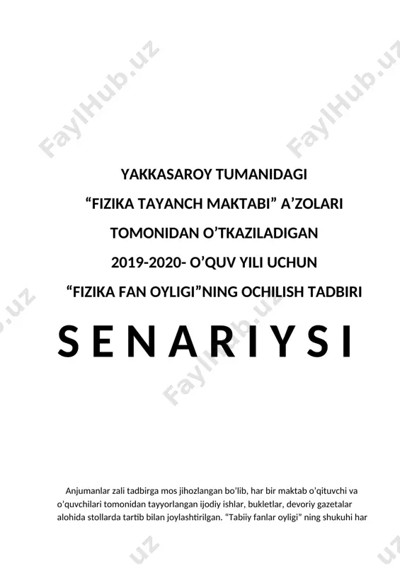 fan oyligi ochilishi — DOCX