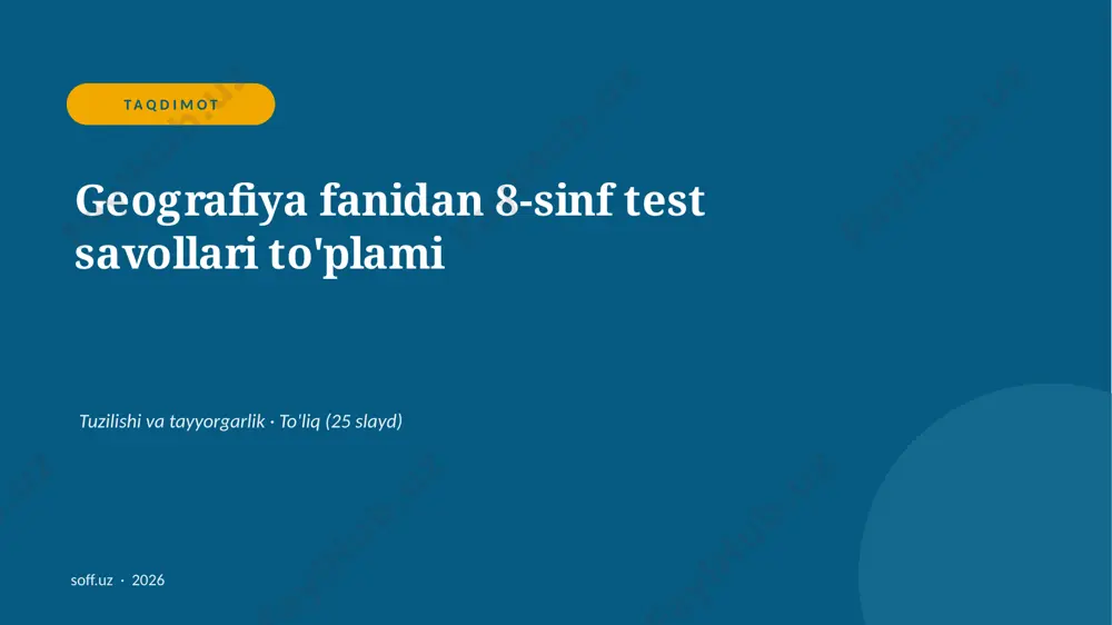 0255_v2_geografiya_fanidan_8_sinf_test_sav — PPTX
