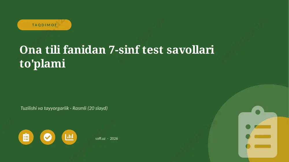 0226_v1_ona_tili_fanidan_7_sinf_test_savol — PPTX