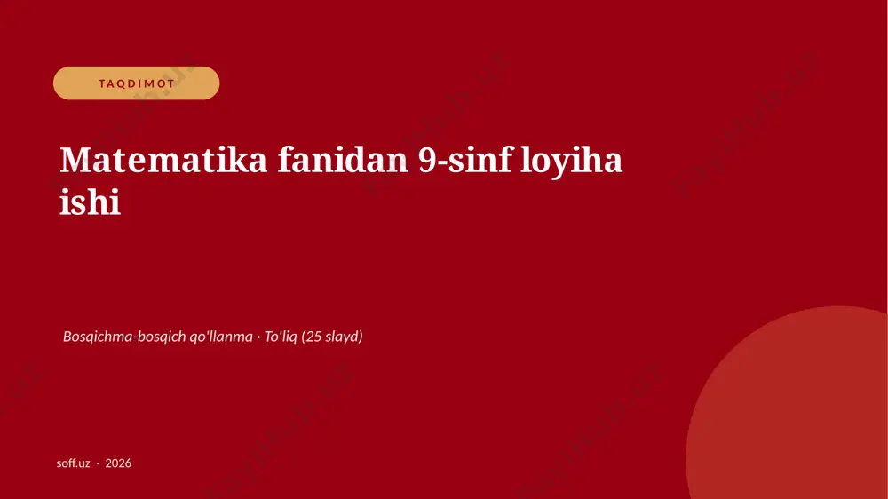 0300_v2_matematika_fanidan_9_sinf_loyiha_i — PPTX