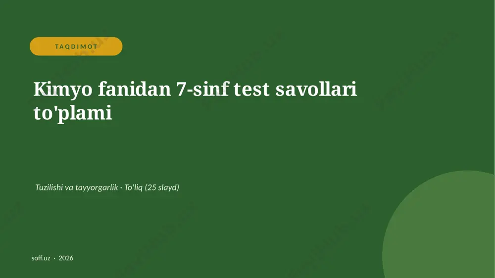 0271_v2_kimyo_fanidan_7_sinf_test_savollar — PPTX