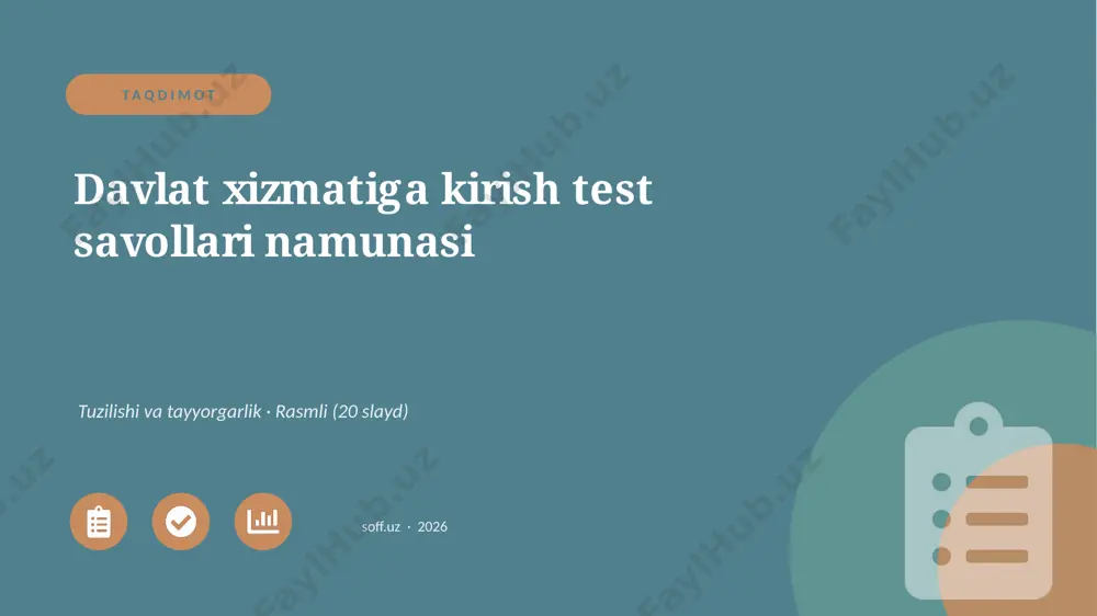 0048_v1_davlat_xizmatiga_kirish_test_savol — PPTX