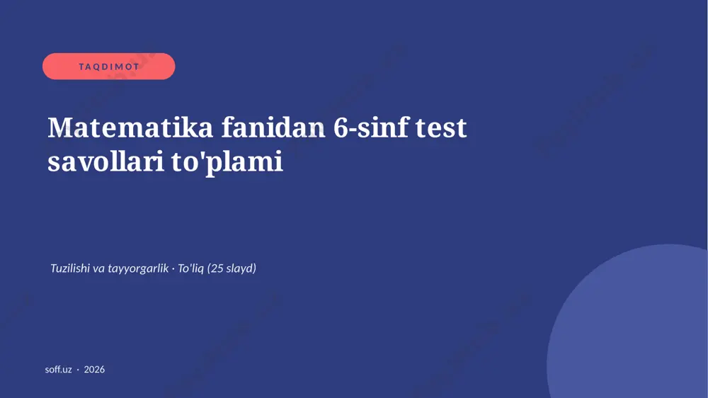 0218_v2_matematika_fanidan_6_sinf_test_sav — PPTX
