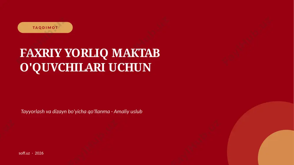 030_v2_faxriy_yorliq_maktab_oquvchilari_uchun — PPTX