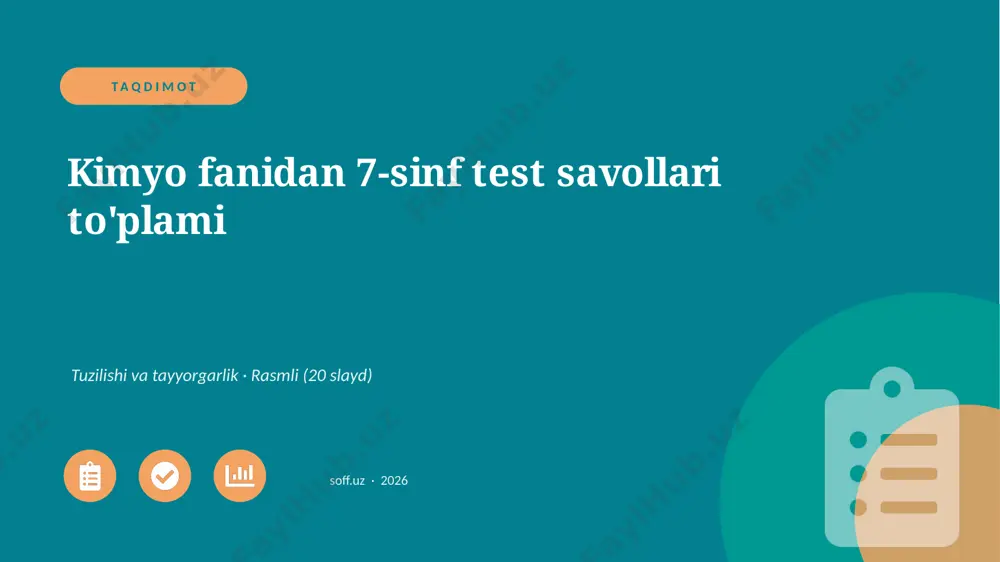 0271_v1_kimyo_fanidan_7_sinf_test_savollar — PPTX