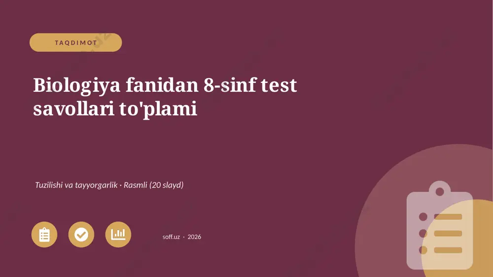 0262_v1_biologiya_fanidan_8_sinf_test_savo — PPTX