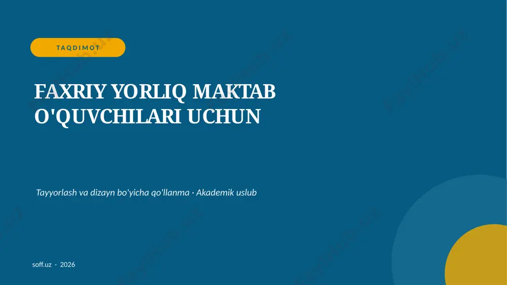 030_v1_faxriy_yorliq_maktab_oquvchilari_uchun — PPTX