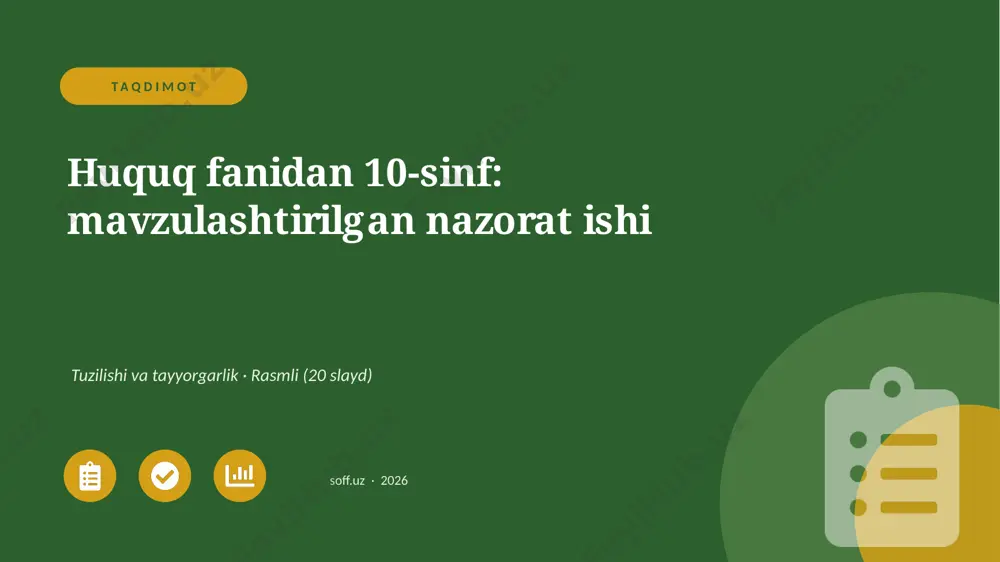 01626_huquq_fanidan_10_sinf_mavzulashtirilgan_ — PPTX