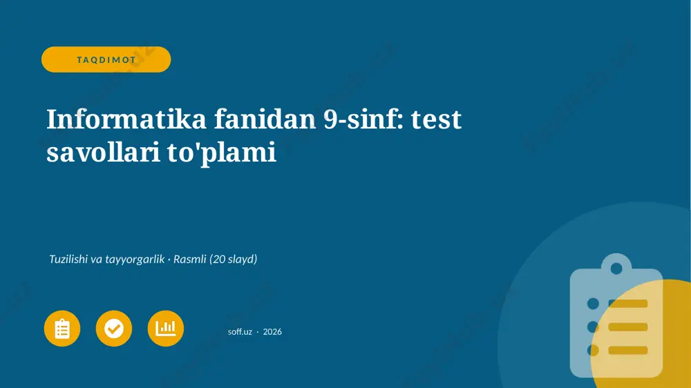 01330_informatika_fanidan_9_sinf_test_savollar — PPTX