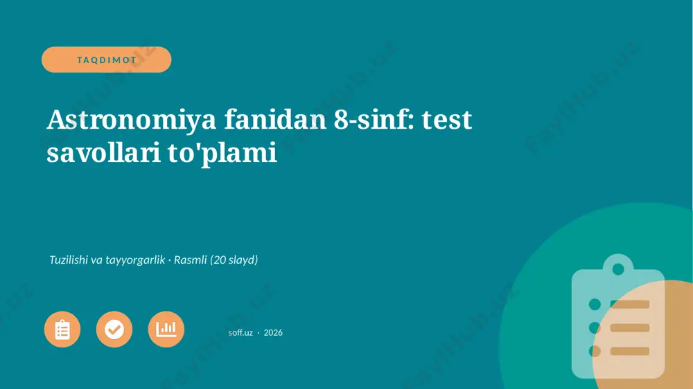 01401_astronomiya_fanidan_8_sinf_test_savollar — PPTX