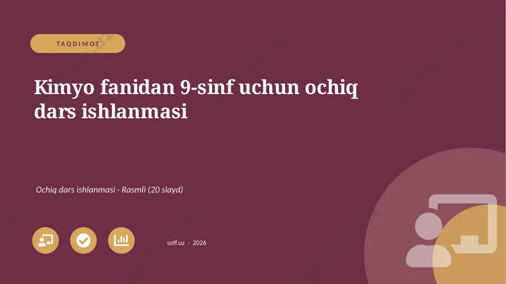 00142_kimyo_fanidan_9_sinf_uchun_ochiq_dars_is — PPTX