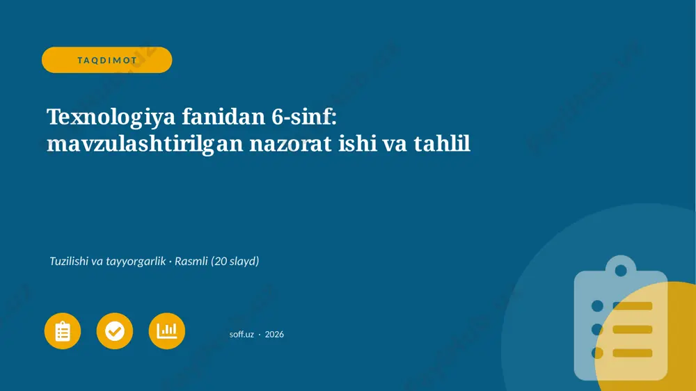 00700_texnologiya_fanidan_6_sinf_mavzulashtiri — PPTX