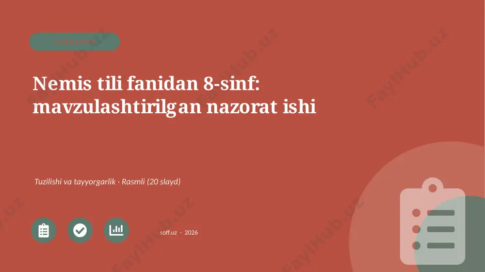 01487_nemis_tili_fanidan_8_sinf_mavzulashtiril — PPTX