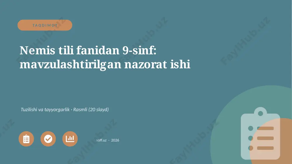 01488_nemis_tili_fanidan_9_sinf_mavzulashtiril — PPTX