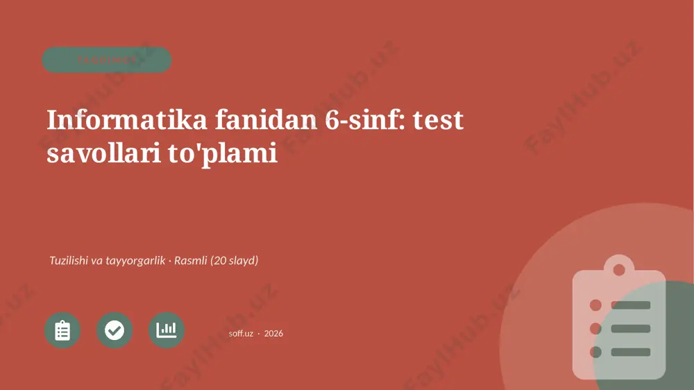01327_informatika_fanidan_6_sinf_test_savollar — PPTX