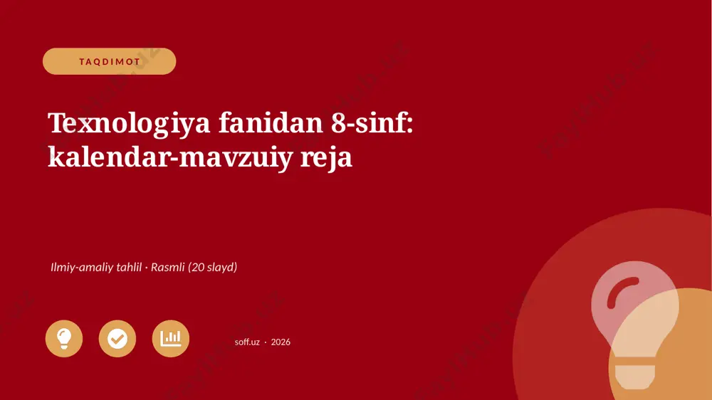 04125_texnologiya_fanidan_8_sinf_kalendar_mavz — PPTX
