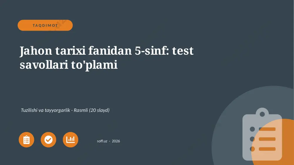 01289_jahon_tarixi_fanidan_5_sinf_test_savolla — PPTX