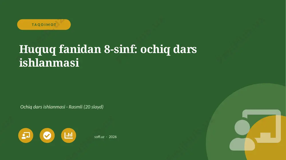 01206_huquq_fanidan_8_sinf_ochiq_dars_ishlanma — PPTX