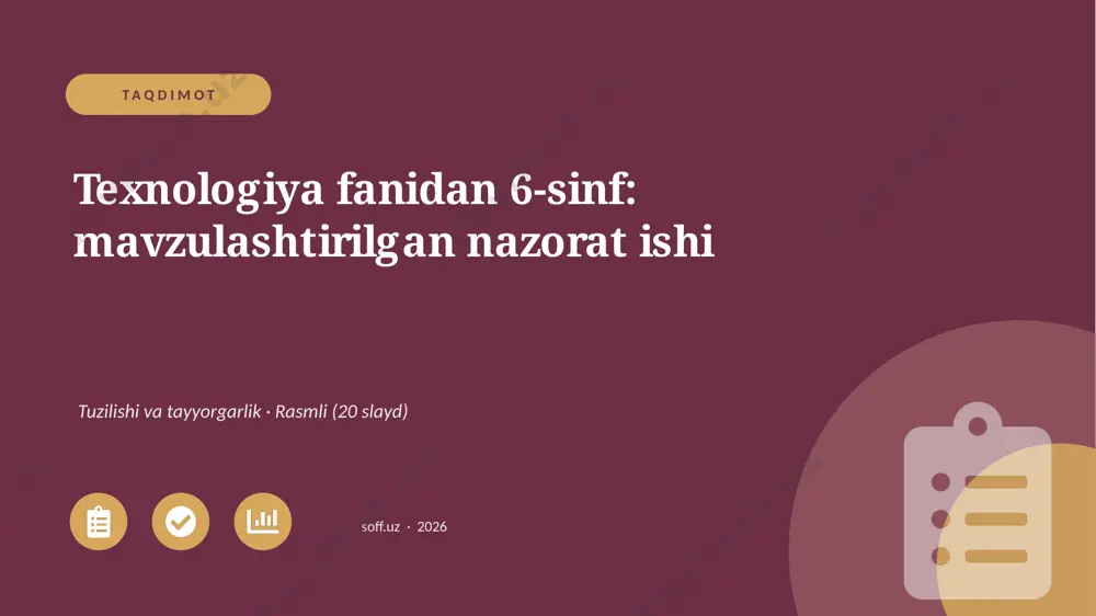 01562_texnologiya_fanidan_6_sinf_mavzulashtiri — PPTX
