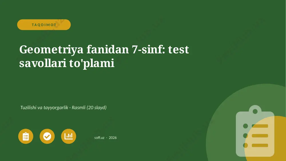 01226_geometriya_fanidan_7_sinf_test_savollari — PPTX