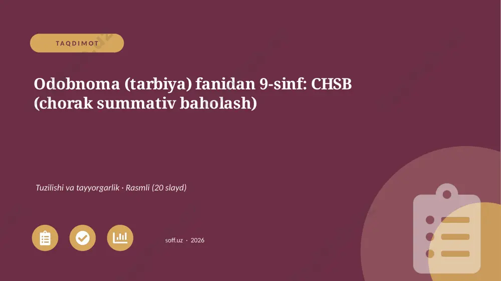 01972_odobnoma_tarbiya_fanidan_9_sinf_chsb_cho — PPTX
