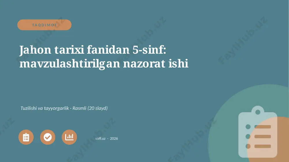 01498_jahon_tarixi_fanidan_5_sinf_mavzulashtir — PPTX