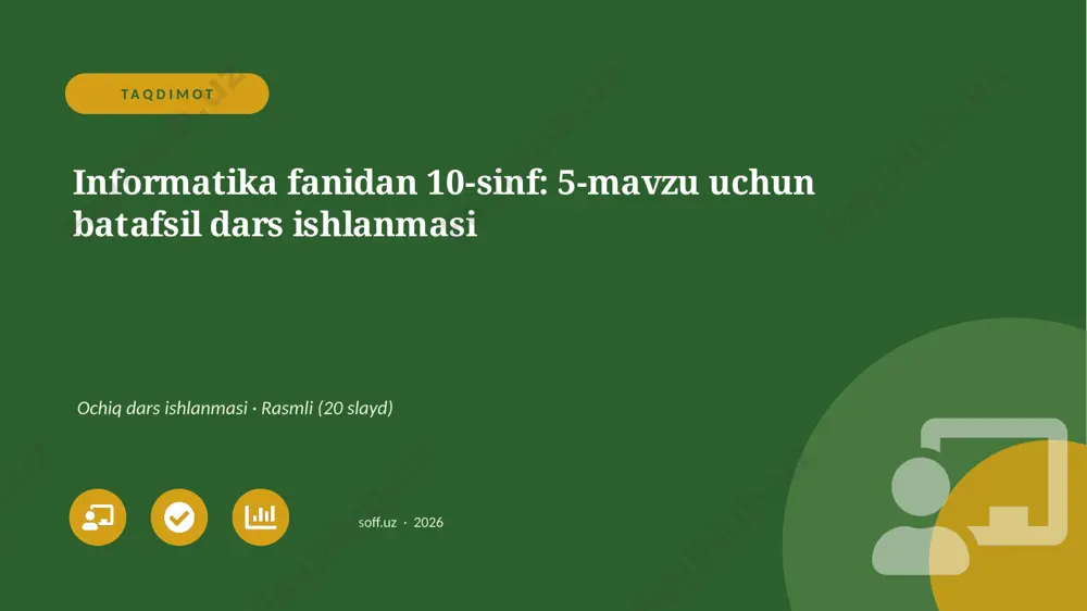 05146_informatika_fanidan_10_sinf_5_mavzu_uchu — PPTX