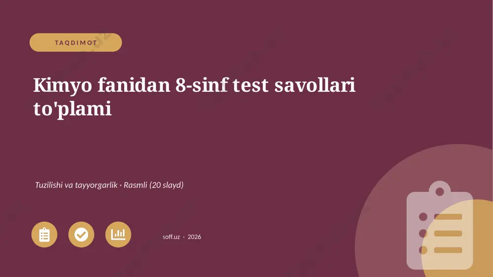 00272_kimyo_fanidan_8_sinf_test_savollari_topl — PPTX