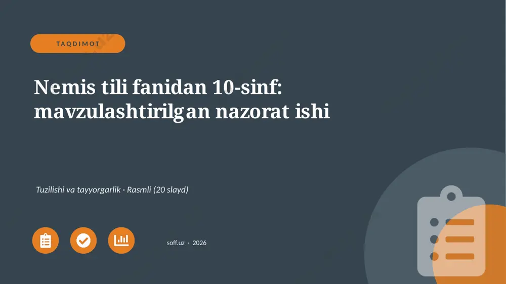 01489_nemis_tili_fanidan_10_sinf_mavzulashtiri — PPTX