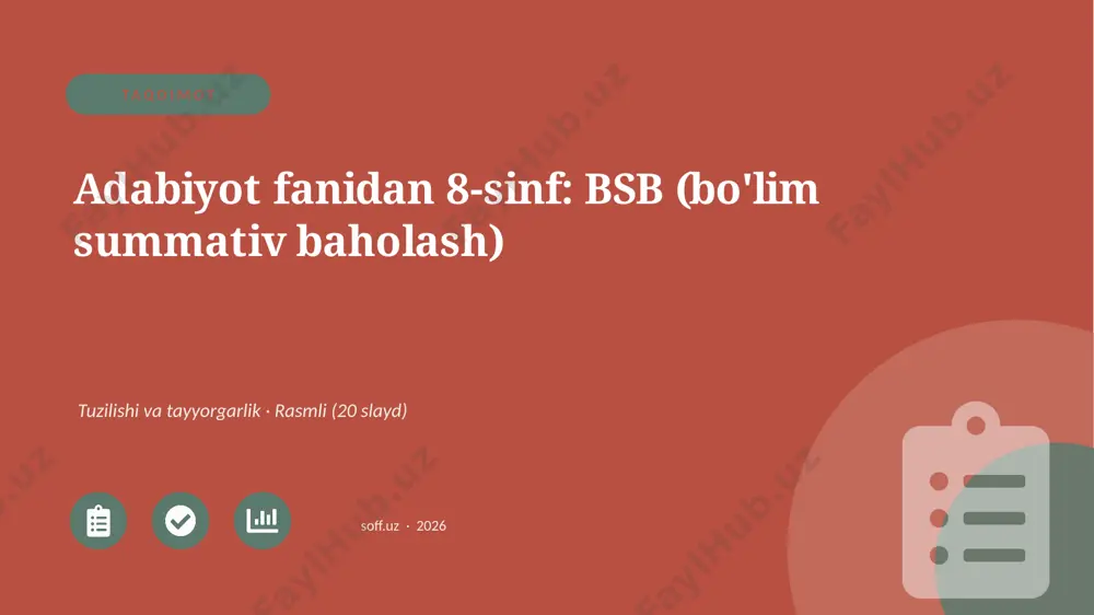 01667_adabiyot_fanidan_8_sinf_bsb_bolim_summat — PPTX