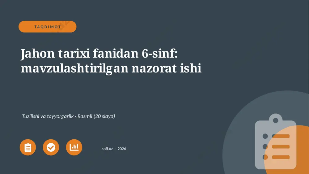 01499_jahon_tarixi_fanidan_6_sinf_mavzulashtir — PPTX
