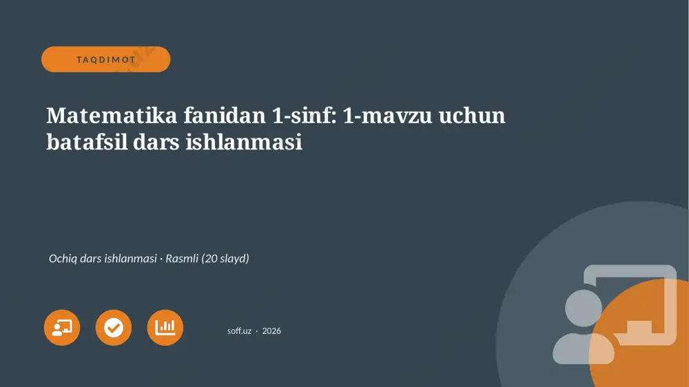 04189_matematika_fanidan_1_sinf_1_mavzu_uchun_ — PPTX