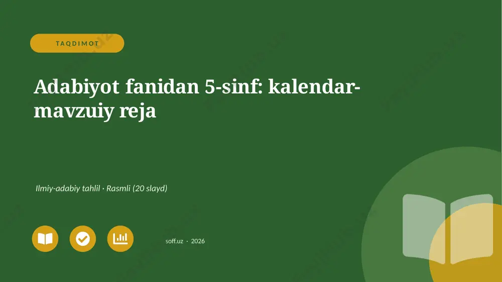 04016_adabiyot_fanidan_5_sinf_kalendar_mavzuiy — PPTX