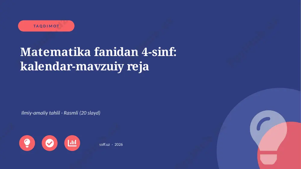 03983_matematika_fanidan_4_sinf_kalendar_mavzu — PPTX
