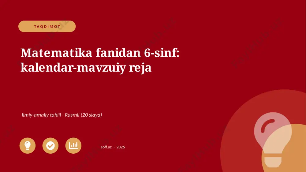 03985_matematika_fanidan_6_sinf_kalendar_mavzu — PPTX