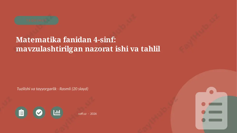 0577_v1_matematika_fanidan_4_sinf_mavzulas — PPTX