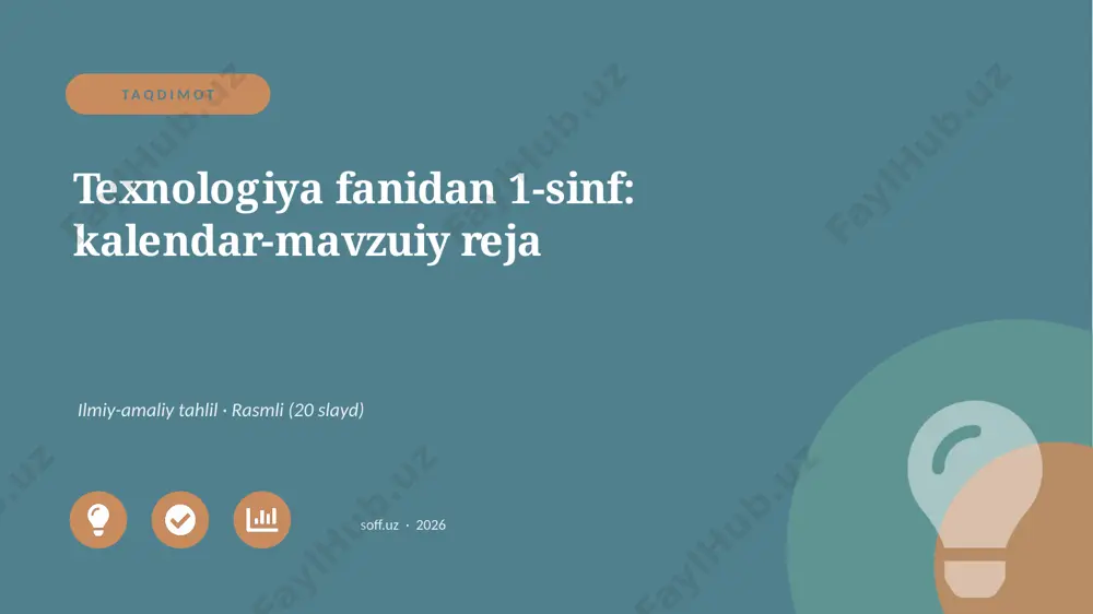 04118_texnologiya_fanidan_1_sinf_kalendar_mavz — PPTX