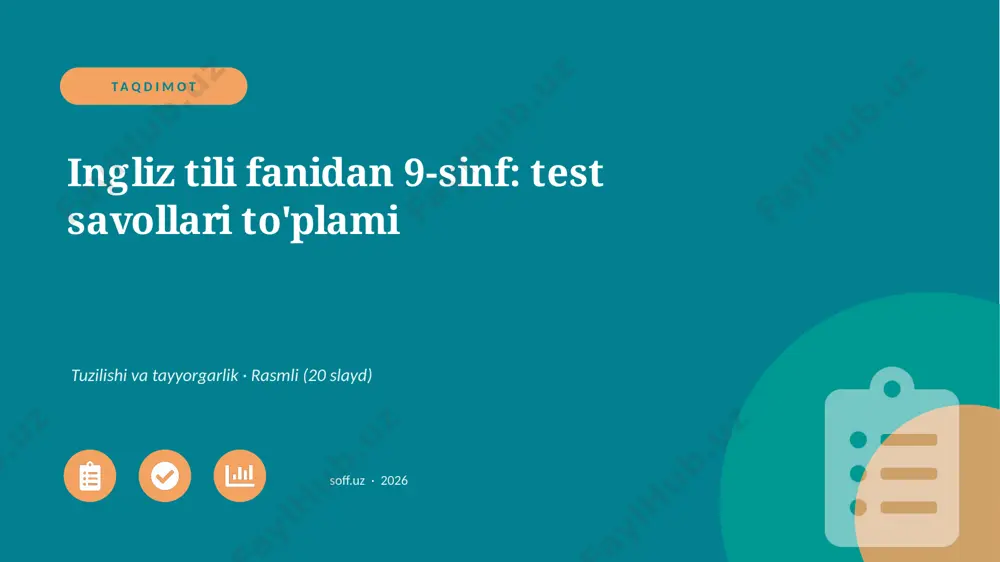 01261_ingliz_tili_fanidan_9_sinf_test_savollar — PPTX