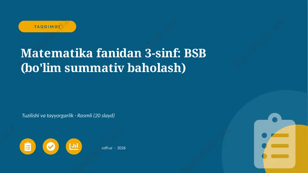 01630_matematika_fanidan_3_sinf_bsb_bolim_summ — PPTX