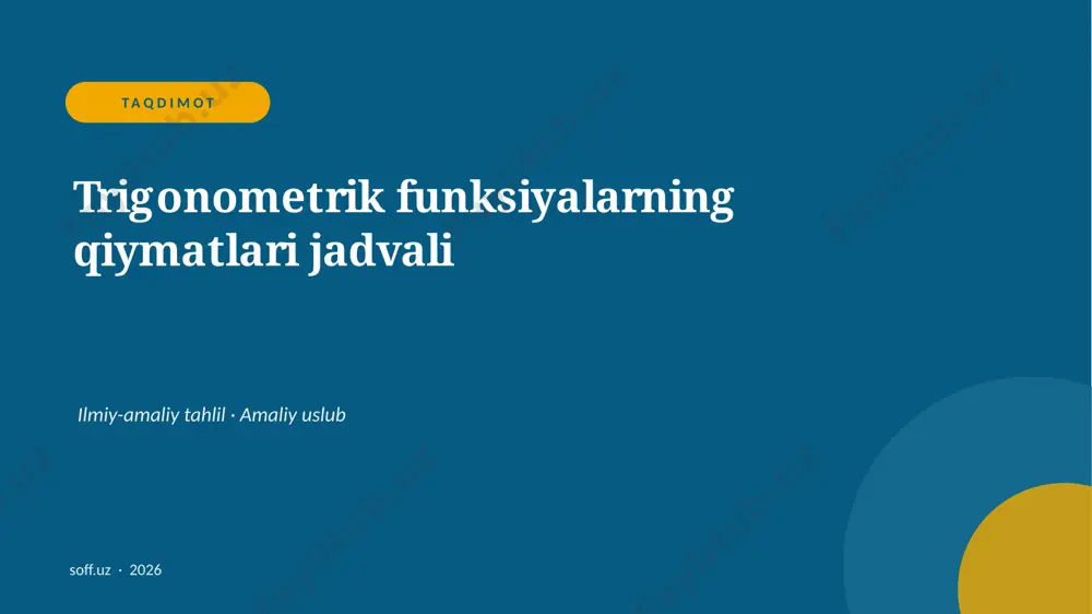 065_v2_trigonometrik_funksiyalarning_qiymatla — PPTX