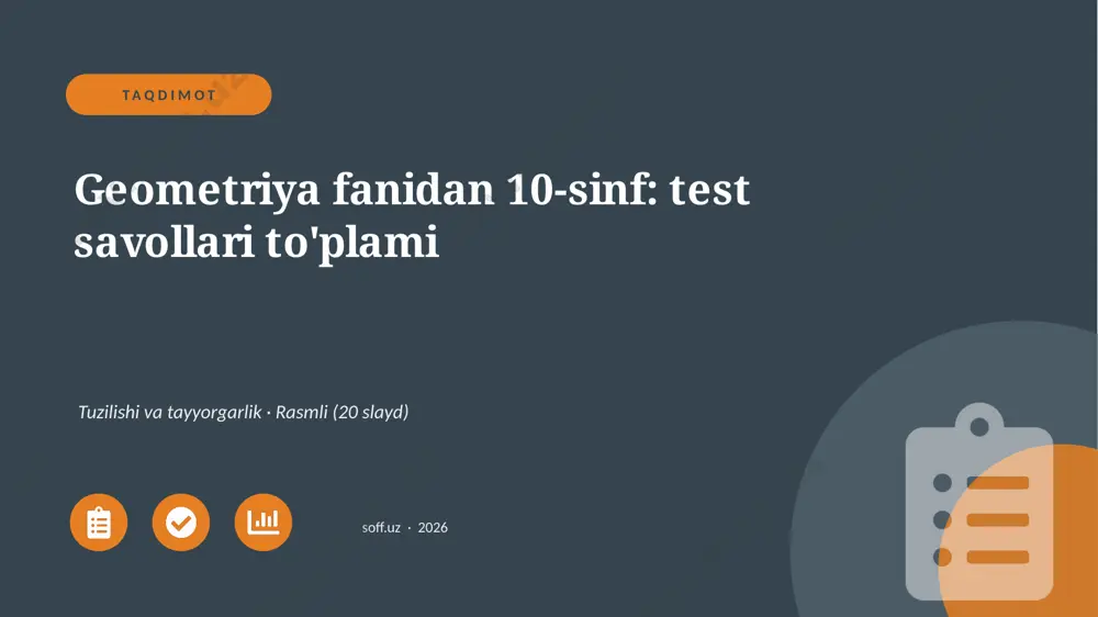 01229_geometriya_fanidan_10_sinf_test_savollar — PPTX