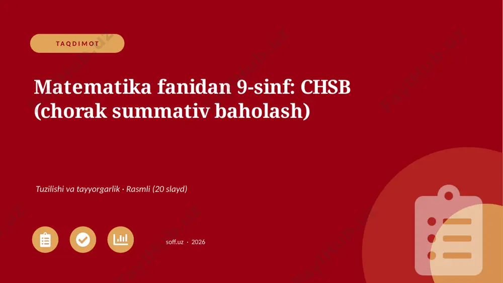 01845_matematika_fanidan_9_sinf_chsb_chorak_su — PPTX