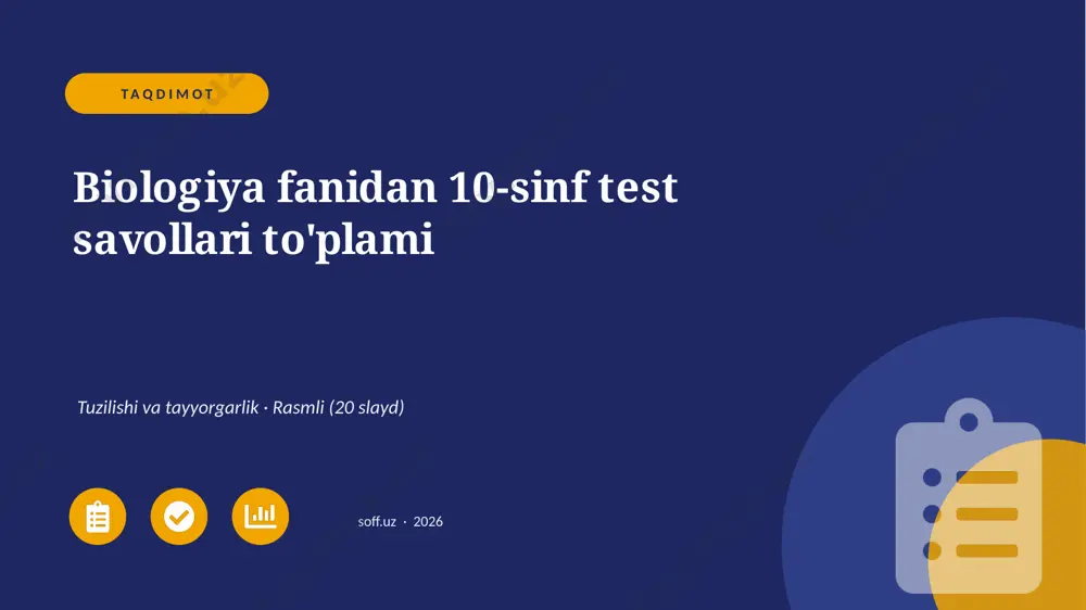 00264_biologiya_fanidan_10_sinf_test_savollari — PPTX