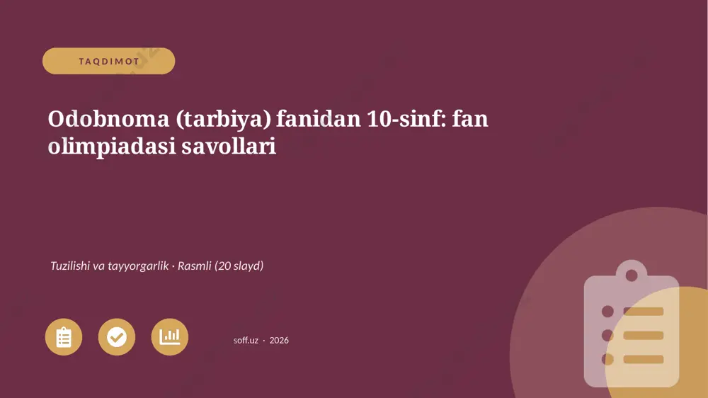 02862_odobnoma_tarbiya_fanidan_10_sinf_fan_oli — PPTX