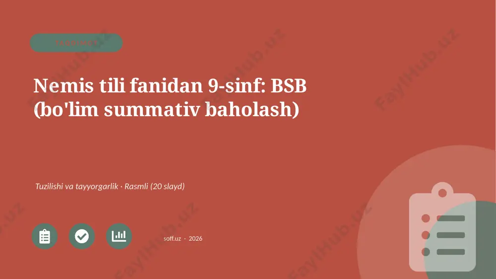 01697_nemis_tili_fanidan_9_sinf_bsb_bolim_summ — PPTX