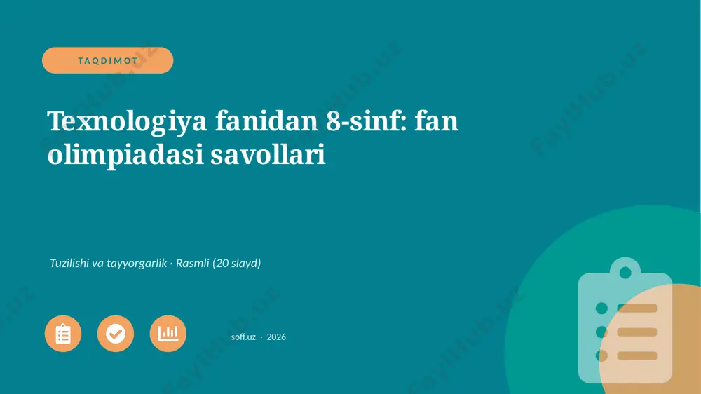 02871_texnologiya_fanidan_8_sinf_fan_olimpiada — PPTX