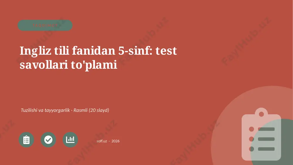 01257_ingliz_tili_fanidan_5_sinf_test_savollar — PPTX