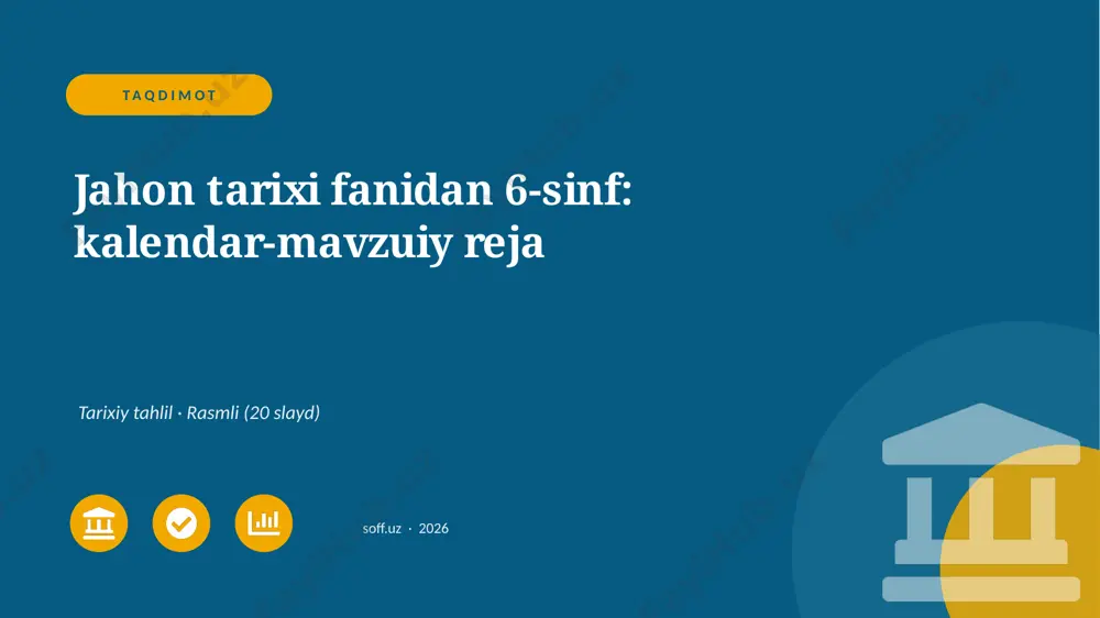 04060_jahon_tarixi_fanidan_6_sinf_kalendar_mav — PPTX