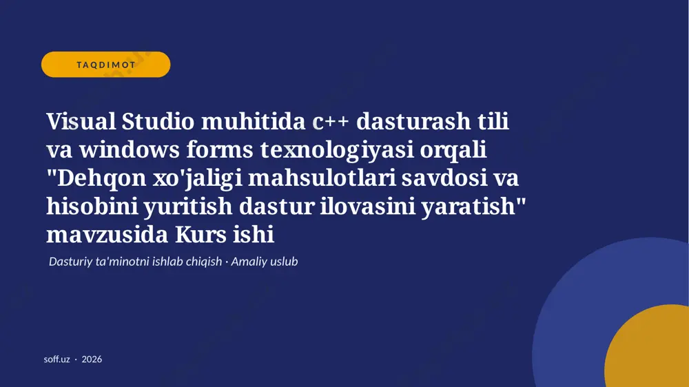 159_v2_visual_studio_muhitida_c_dasturash_til — PPTX