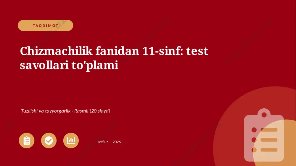 01365_chizmachilik_fanidan_11_sinf_test_savoll — PPTX